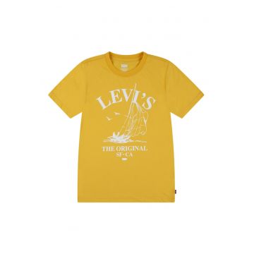 Tricou cu decolteu la baza gatului si imprimeu logo