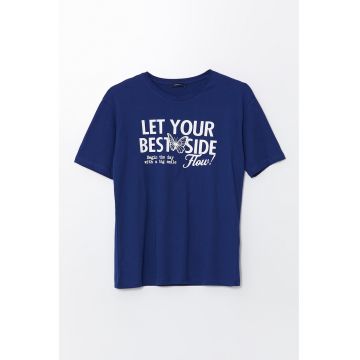 Tricou din bumbac cu imprimeu text