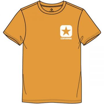 Tricou unisex Converse Square Logo Minimal Tee 10028571-A02, L, Portocaliu