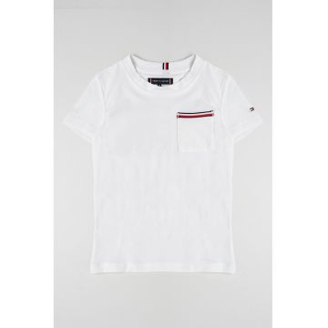 Tricou cu decolteu la baza gatului si buzunar pe piept