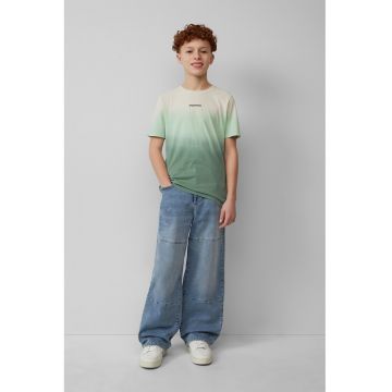 Tricou de bumbac cu decolteu la baza gatului