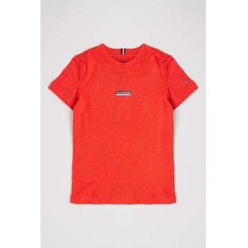 Tricou din bumbac cu decolteu la baza gatului