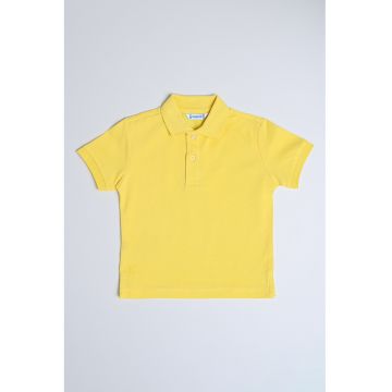 Tricou polo din material pique cu fenta cu nasturi
