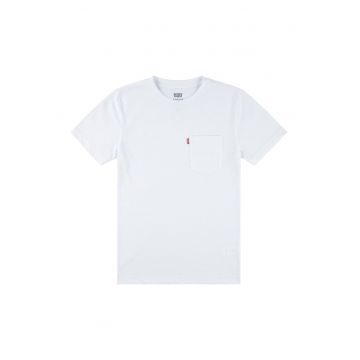 Tricou cu decolteu la baza gatului si aplicatie pe piept