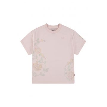 Tricou cu decolteu la baza gatului si detalii brodate