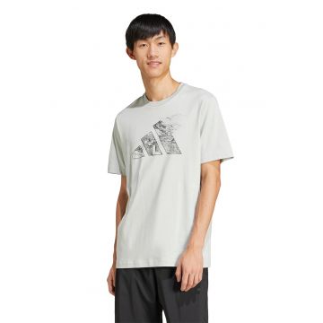 Tricou din bumbac cu decolteu la baza gatului