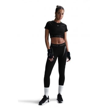 Tricou crop cu tehnologie Dri-Fit si maneci scurte pentru fitness