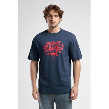 Tricou cu imprimeu logo si maneci cazute