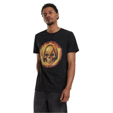 Tricou cu imprimeu grafic si decolteu la baza gatului