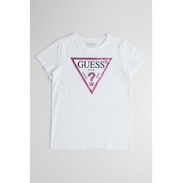 Tricou de bumbac cu imprimeu logo metalizat