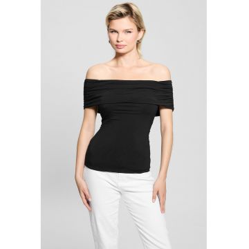 Tricou din amestec de modal cu decolteu pe umeri