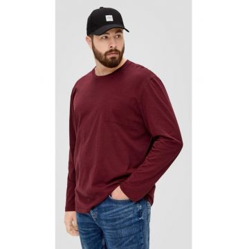 Tricou barbati big size cu maneca lunga - decolteu la baza gatului si buzunar pe piept - Visiniu Tricou barbati big size cu maneca lunga - decolteu la baza gatului si buzunar pe piept - Visiniu
