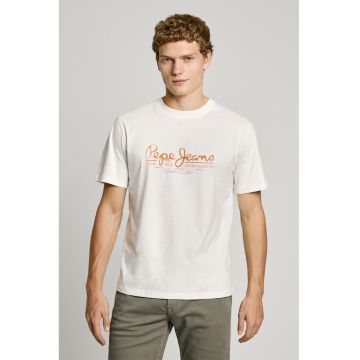 Tricou cu decolteu la baza gatului si imprimeu logo