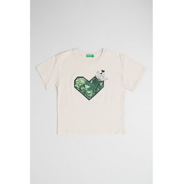 Tricou de bumbac cu aplicatii de paiete