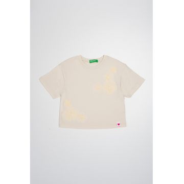 Tricou de bumbac cu decolteu la baza gatului