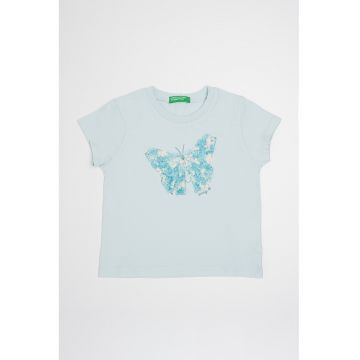 Tricou de bumbac cu decolteu la baza gatului