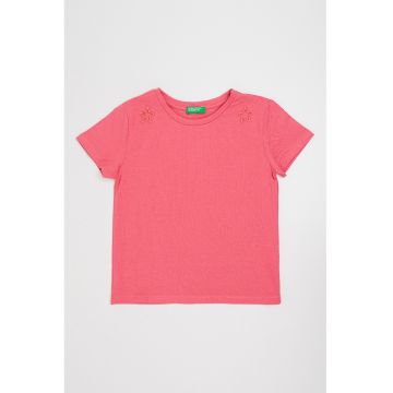 Tricou din amestec de bumbac cu detalii brodate