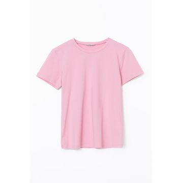 Tricou din bumbac cu decolteu la baza gatului