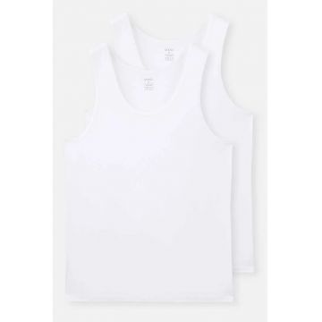 Set de top-uri din amestec de modal cu decolteu rotund - 2 piese