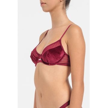 Sutien cu garnituri cu aspect de catifea si bretele ajustabile