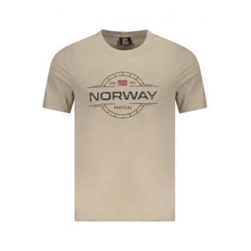Tricou barbati - cu imprimeu grafic - din bumbac - Regular fit - Bej
