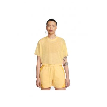 Tricou crop din plasa cu imprimeu logo Air