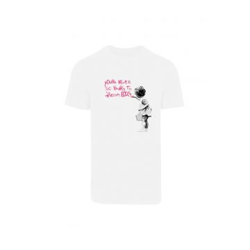 Tricou cu decolteu la baza gatului si imprimeu