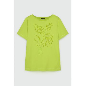 Tricou cu imprimeu floral cu paiete