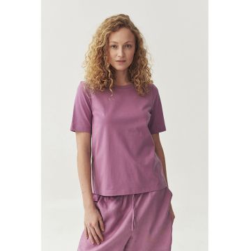 Tricou de bumbac cu decolteu la baza gatului Soria