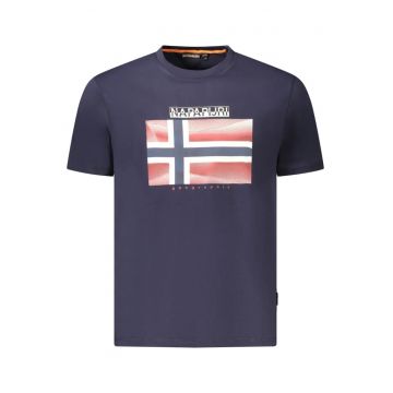 Tricou din bumbac barbati - cu imprimeu cu logo - Regular Fit - Bleumarin
