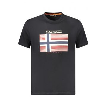 Tricou din bumbac barbati - cu imprimeu cu logo - Regular Fit - Negru