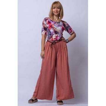 Tricou din vascoza cu imprimeu multicolor