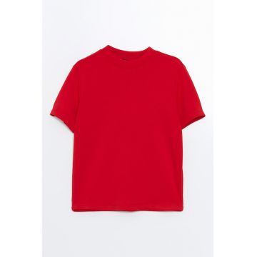Tricou uni cu decolteu la baza gatului