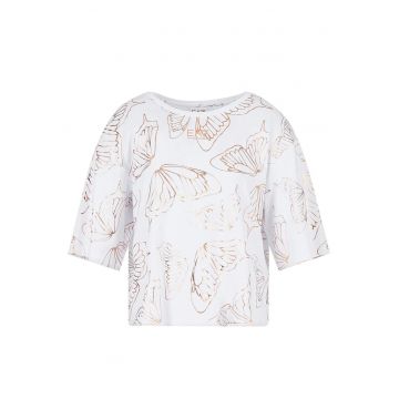 Tricou  W Crop Tee Allover Print - 3RTT16-TJDZZ-2100 - Femei - Alb