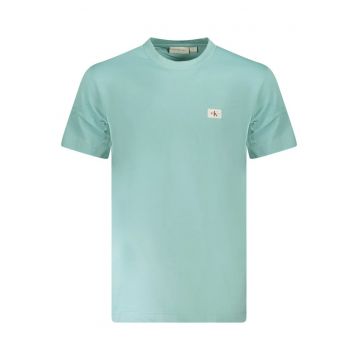 Tricou WOVEN LABEL REGULAR TEE barbati - cu logo brodat - Regular fit - Azur