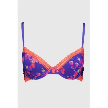 Sutien cu sustinere metalica - model floral si garnitura de dantela