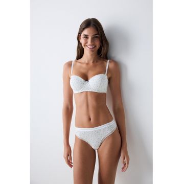 Sutien din bumbac cu burete si model floral