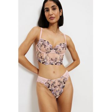 Sutien longline cu broderie florala