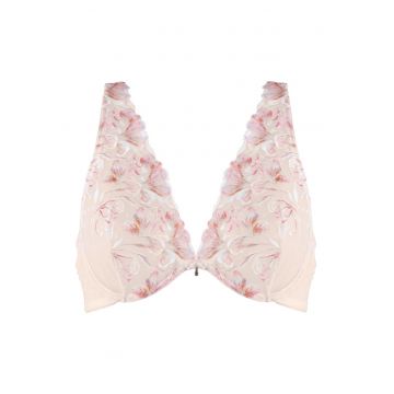 Sutien cu cupe triunghiulare si model floral