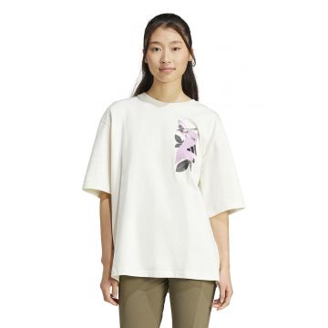 Tricou lejer cu imprimeu si maneci cazute