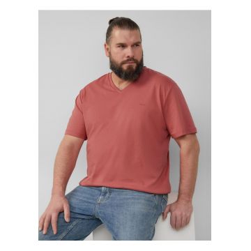 Big Sizes Tricou barbati big sizes cu decolteu in V -croiala Regular Fit - Roz prafuit