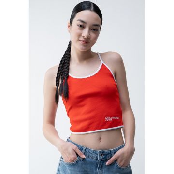 Top crop cu bretele incrucisate pe spate