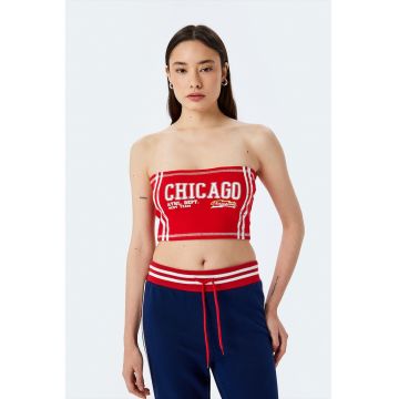 Top crop cu imprimeu