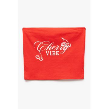 Top crop cu imprimeu text Bandeau