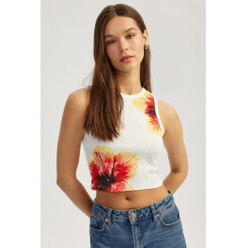 Top crop cu model floral