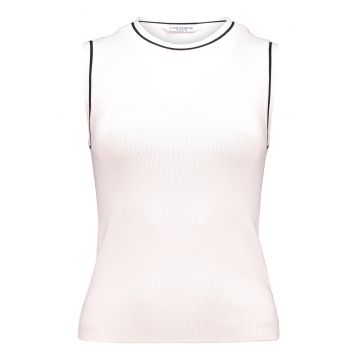 Top slim fit cu decolteu la baza gatului si aspect striat