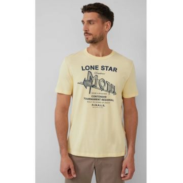 Tricou barbati cu decolteu la baza gatului - imprimeu text - Regular fit