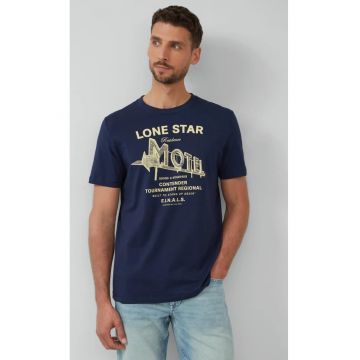 Tricou barbati cu decolteu la baza gatului - imprimeu text - Regular fit
