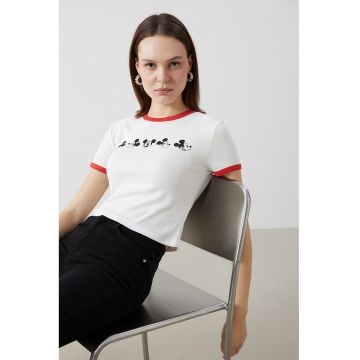 Tricou crop cu Mickey Mouse
