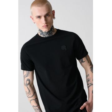 Tricou cu decolteu la baza gatului si banda logo